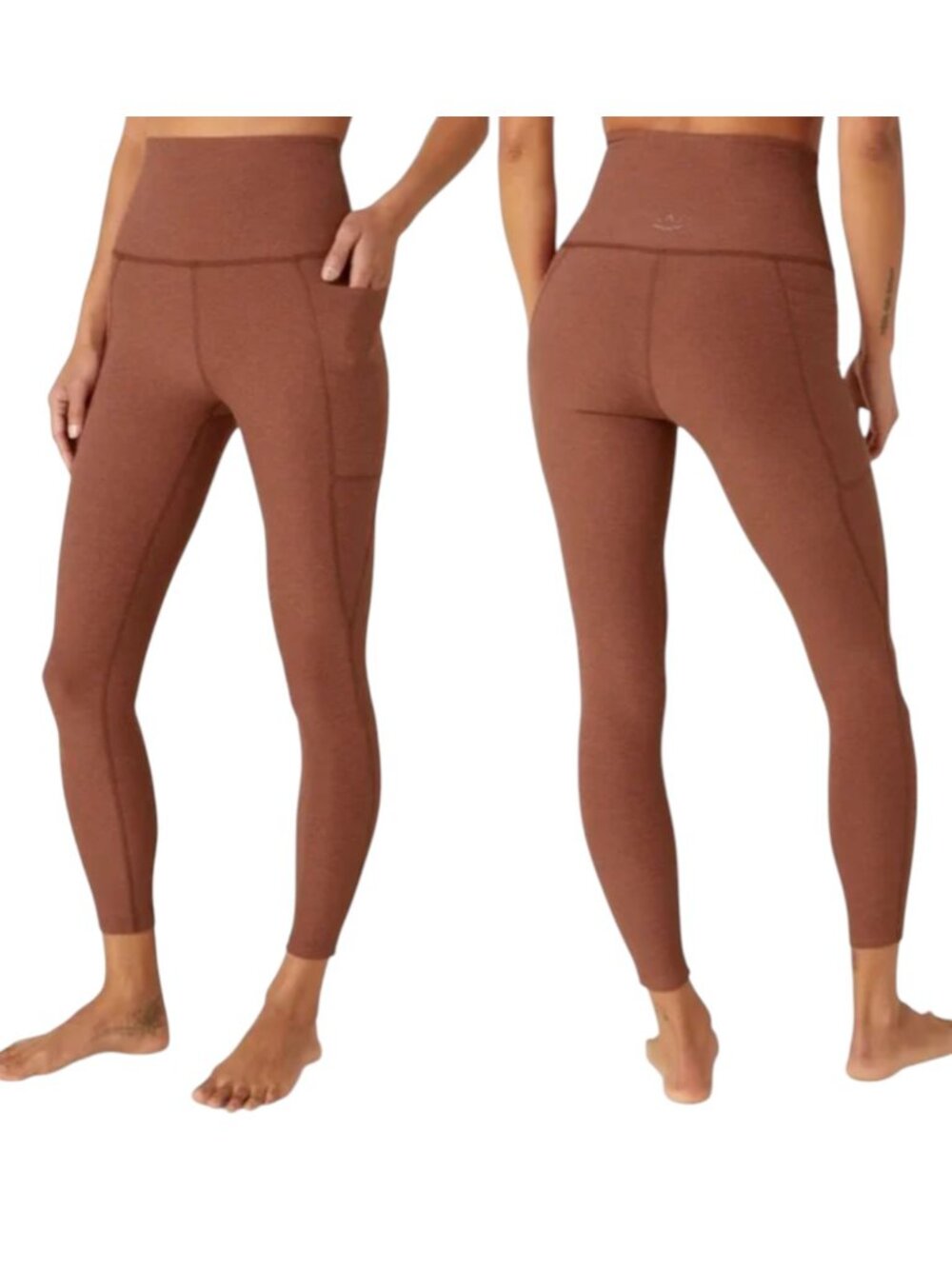 Beyond Yoga Out Of Pocket High Waisted Midi Legging Small Rust Brown